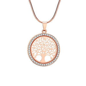 Hot Tree of Life Crystal Round Small Pendant Necklace