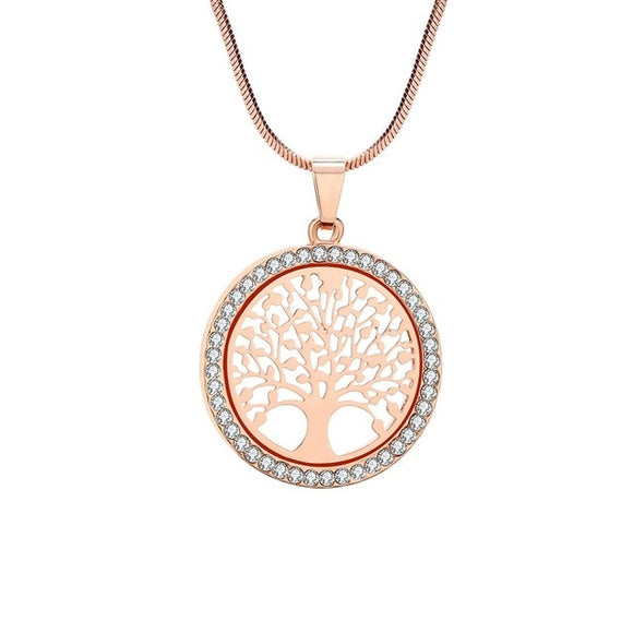 Hot Tree of Life Crystal Round Small Pendant Necklace