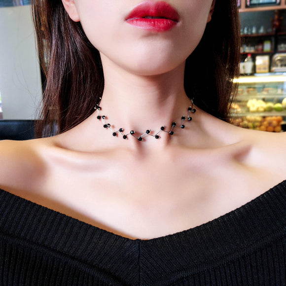 Torques Bijoux Simple Cross Strand Beaded Chokers Necklaces
